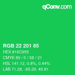 Color code: RGB 22 201 85 | qconv.com