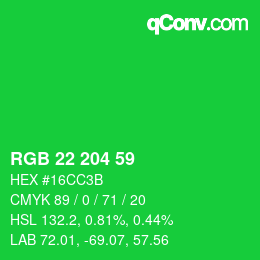 Color code: RGB 22 204 59 | qconv.com