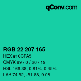 Color code: RGB 22 207 165 | qconv.com