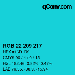 Color code: RGB 22 209 217 | qconv.com