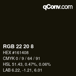 カラーコード: RGB 22 20 8 | qconv.com