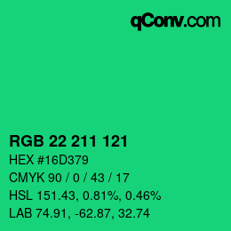 Color code: RGB 22 211 121 | qconv.com