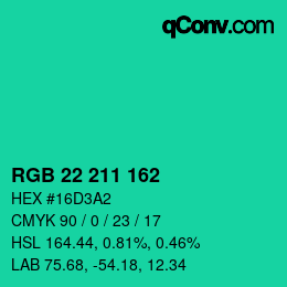 Color code: RGB 22 211 162 | qconv.com