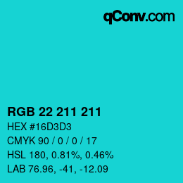 Color code: RGB 22 211 211 | qconv.com