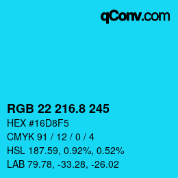 カラーコード: RGB 22 216.8 245 | qconv.com