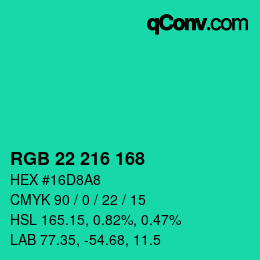 Color code: RGB 22 216 168 | qconv.com