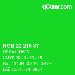 Color code: RGB 22 216 37 | qconv.com