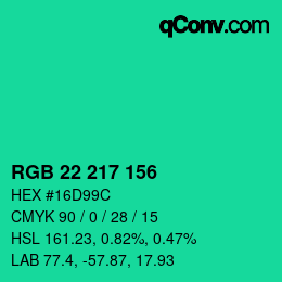Color code: RGB 22 217 156 | qconv.com