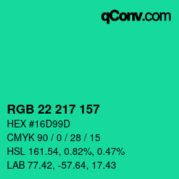 Color code: RGB 22 217 157 | qconv.com