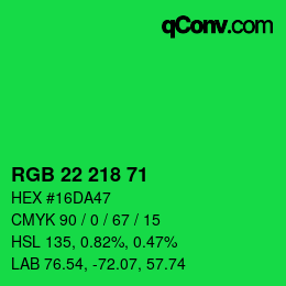 Farbcode: RGB 22 218 71 | qconv.com