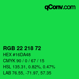 Farbcode: RGB 22 218 72 | qconv.com