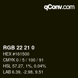 Color code: RGB 22 21 0 | qconv.com