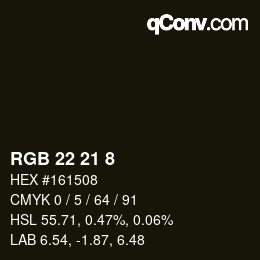 Farbcode: RGB 22 21 8 | qconv.com