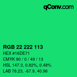 Color code: RGB 22 222 113 | qconv.com