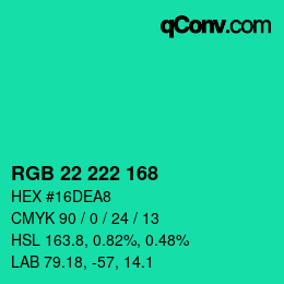 Color code: RGB 22 222 168 | qconv.com