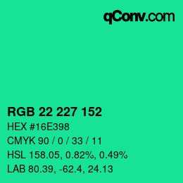 Farbcode: RGB 22 227 152 | qconv.com