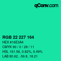 Color code: RGB 22 227 164 | qconv.com