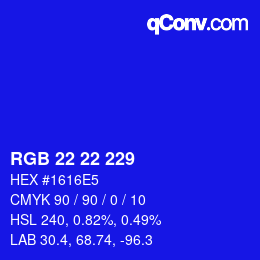Color code: RGB 22 22 229 | qconv.com