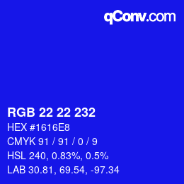 Color code: RGB 22 22 232 | qconv.com