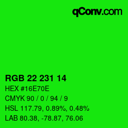 Color code: RGB 22 231 14 | qconv.com