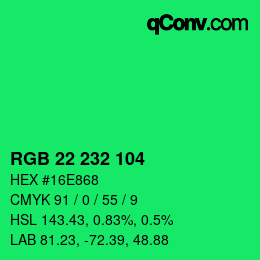 Color code: RGB 22 232 104 | qconv.com