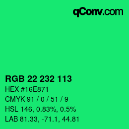 Color code: RGB 22 232 113 | qconv.com