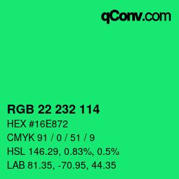 Color code: RGB 22 232 114 | qconv.com