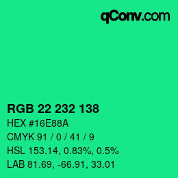 Color code: RGB 22 232 138 | qconv.com