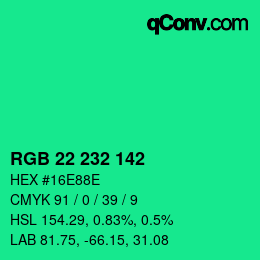 Color code: RGB 22 232 142 | qconv.com