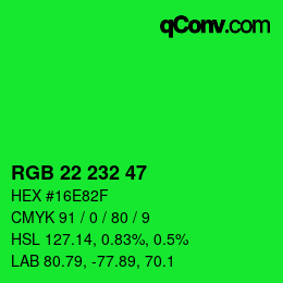 Color code: RGB 22 232 47 | qconv.com