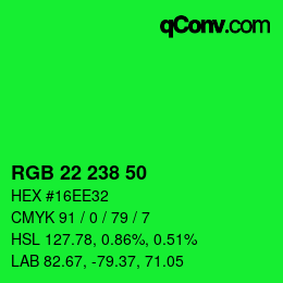 Color code: RGB 22 238 50 | qconv.com
