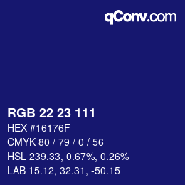 Color code: RGB 22 23 111 | qconv.com