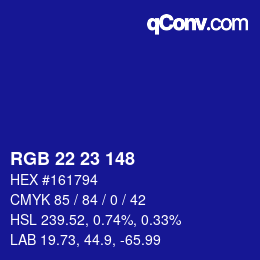 Color code: RGB 22 23 148 | qconv.com