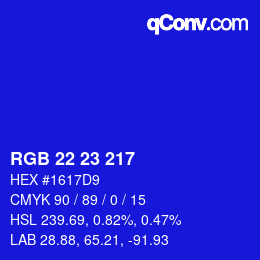 Color code: RGB 22 23 217 | qconv.com