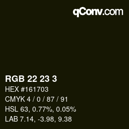 Color code: RGB 22 23 3 | qconv.com