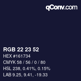 Color code: RGB 22 23 52 | qconv.com