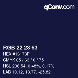 Color code: RGB 22 23 63 | qconv.com