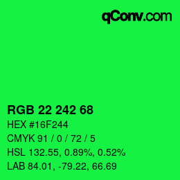 Color code: RGB 22 242 68 | qconv.com