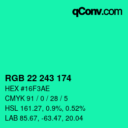 Color code: RGB 22 243 174 | qconv.com