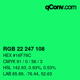 Color code: RGB 22 247 108 | qconv.com