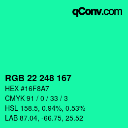 Color code: RGB 22 248 167 | qconv.com