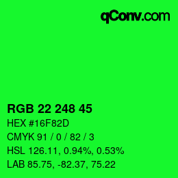 Color code: RGB 22 248 45 | qconv.com