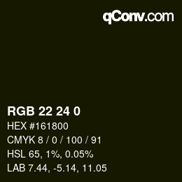 カラーコード: RGB 22 24 0 | qconv.com