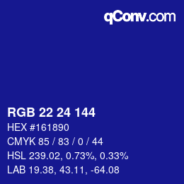 カラーコード: RGB 22 24 144 | qconv.com