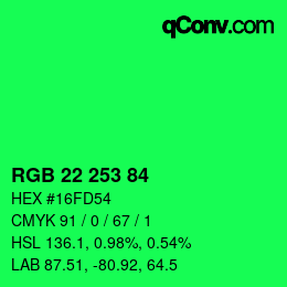 Color code: RGB 22 253 84 | qconv.com