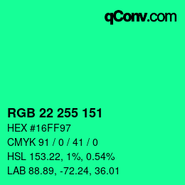 Color code: RGB 22 255 151 | qconv.com