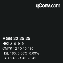 Color code: RGB 22 25 25 | qconv.com