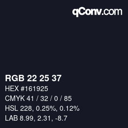Color code: RGB 22 25 37 | qconv.com