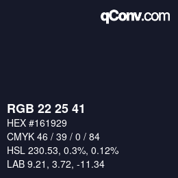 Código de color: RGB 22 25 41 | qconv.com