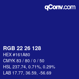 カラーコード: RGB 22 26 128 | qconv.com